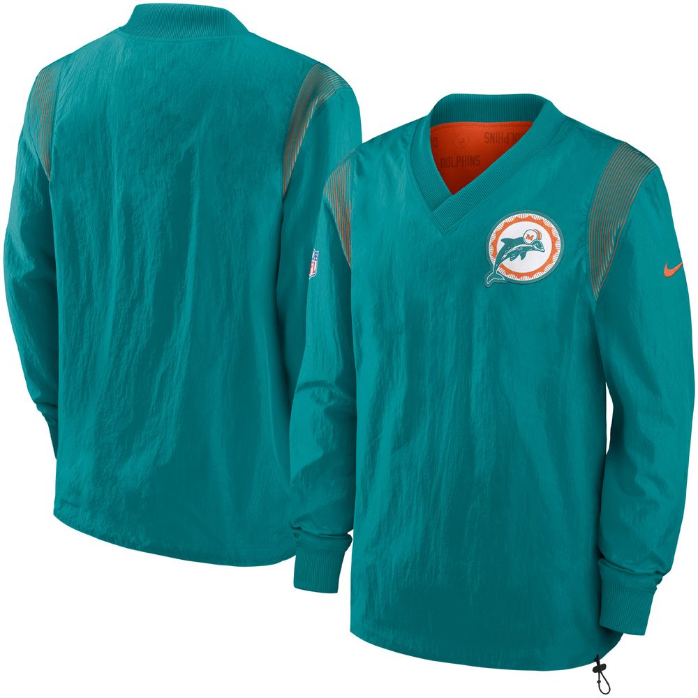 Men's Nike Aqua Miami Dolphins Sideline Team ID Reversible Pullover Windshirt