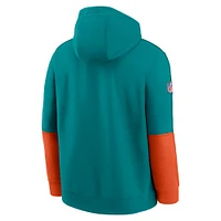 Men's Nike Aqua Miami Dolphins  Throwback Logo Club Tri-Blend Pullover Hoodie