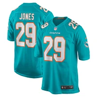 Maillot de match l'équipe Nike Brandon Jones Aqua Miami Dolphins pour homme