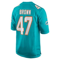 Men's Nike Cam Brown  Aqua Miami Dolphins Game Jersey