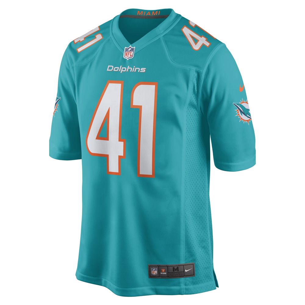 Men's Nike Channing Tindall Aqua Miami Dolphins Game Player Jersey