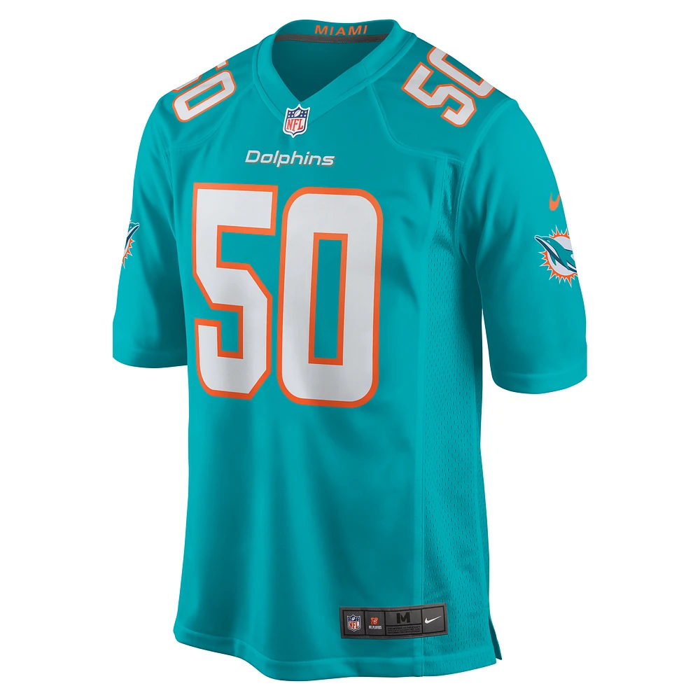 Maillot de match l'équipe Nike Chase Winovich Aqua des Dolphins Miami pour hommes