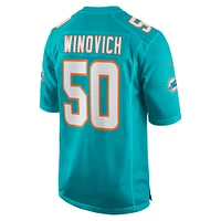 Maillot de match l'équipe Nike Chase Winovich Aqua des Dolphins Miami pour hommes