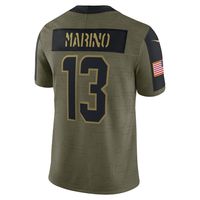 Men's Nike Dan Marino Olive Miami Dolphins 2021 Salute To Service - Limited Player Jersey