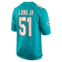 Maillot de match Nike David Long Jr. Aqua Miami Dolphins pour homme