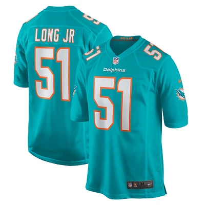 Maillot de match Nike David Long Jr. Aqua Miami Dolphins pour homme