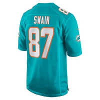 Maillot de match Nike Freddie Swain Aqua pour hommes des Dolphins Miami