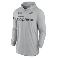 Sweat à capuche léger manches longues et Nike Miami Dolphins 2024 Salute to Service pour homme, gris