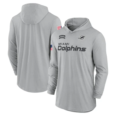 Sweat à capuche léger manches longues et Nike Miami Dolphins 2024 Salute to Service pour homme, gris