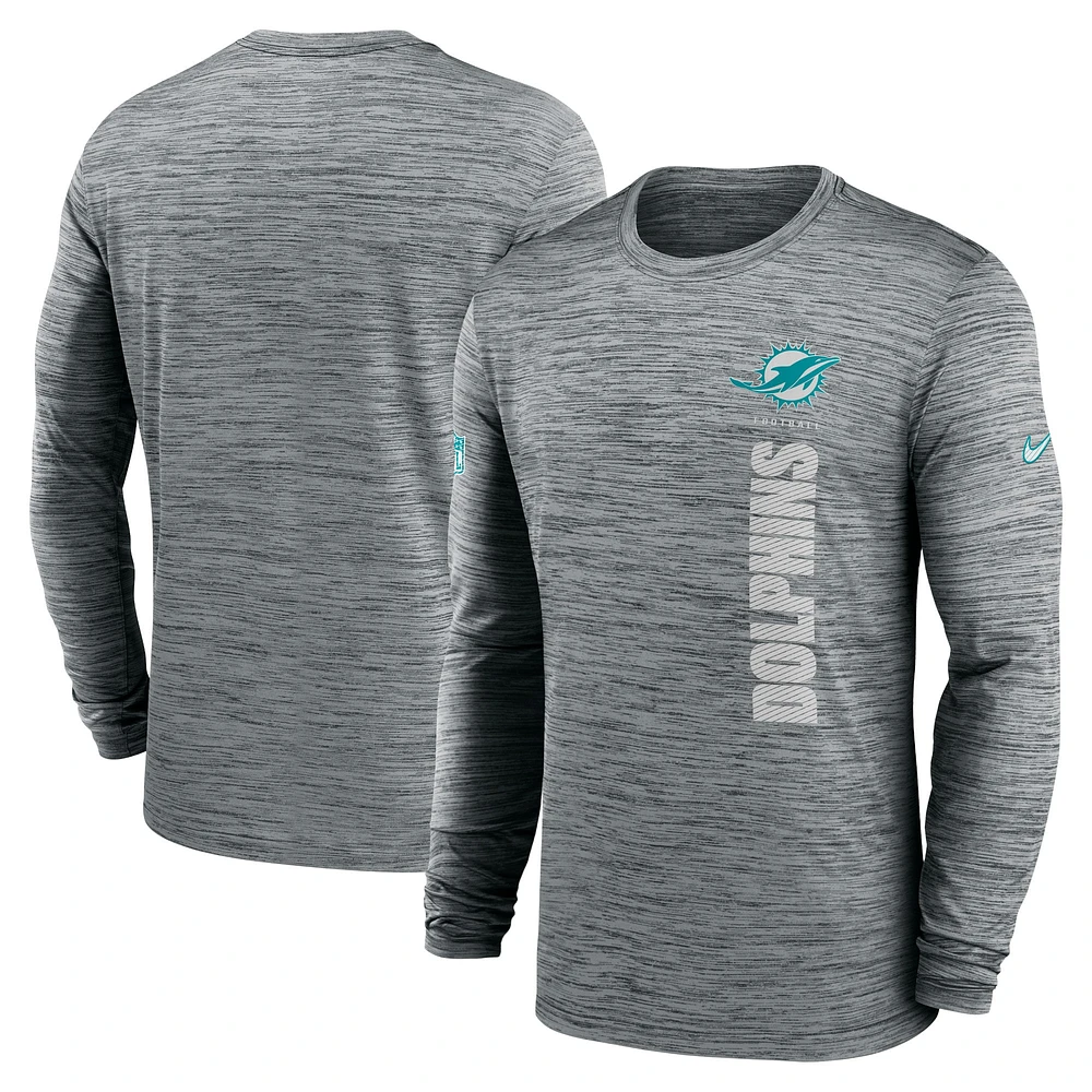 Men's Nike Gray Miami Dolphins 2024 Sideline Velocity Performance Long Sleeve T-Shirt