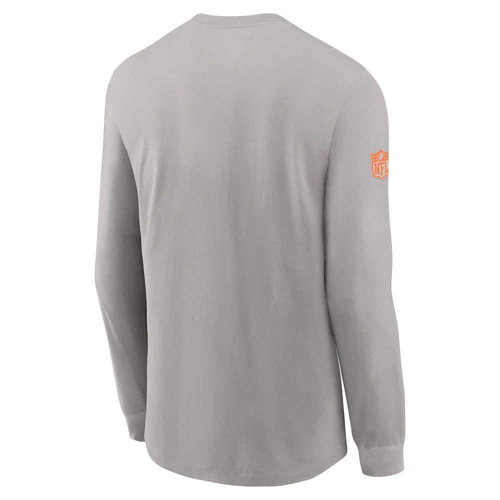 Men's Nike Gray Miami Dolphins Sideline Performance Long Sleeve T-Shirt