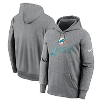 Men's Nike Heather Gray Miami Dolphins Big & Tall Performance Pullover Hoodie