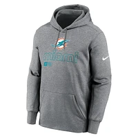 Men's Nike Heather Gray Miami Dolphins Big & Tall Performance Pullover Hoodie