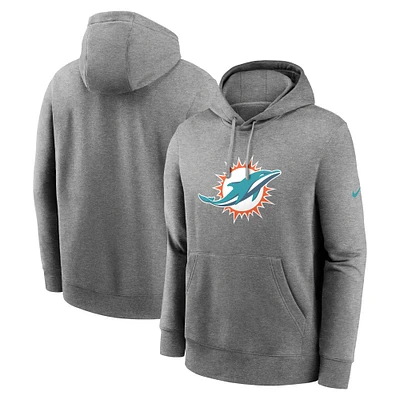 Sweat à capuche Nike gris chiné avec logo du club Miami Dolphins pour homme