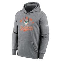 Men's Nike Heather Gray Miami Dolphins Performance Fleece Pullover Hoodie