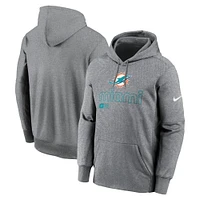 Sweat à capuche Performance Nike gris chiné Miami Dolphins pour homme