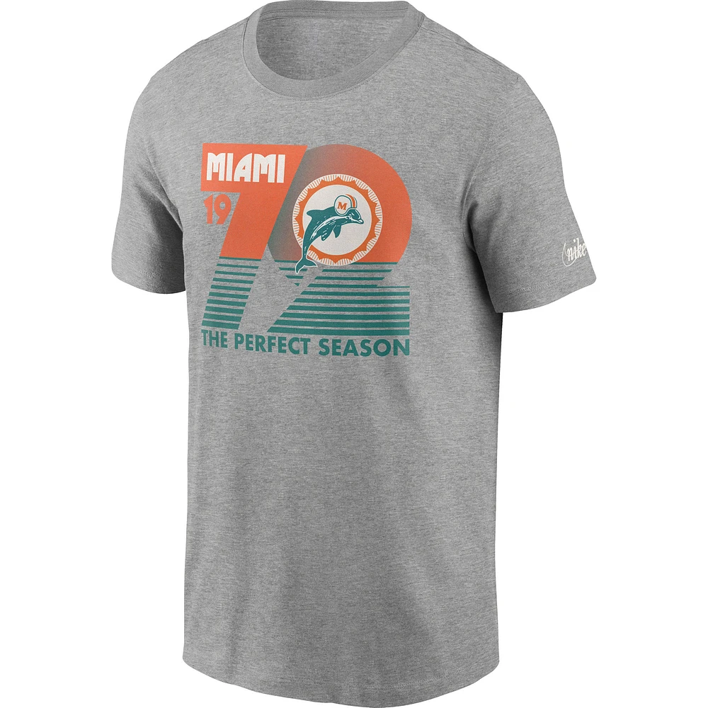 Men's Nike Heathered Gray Miami Dolphins Hometown Collection 1972 T-Shirt