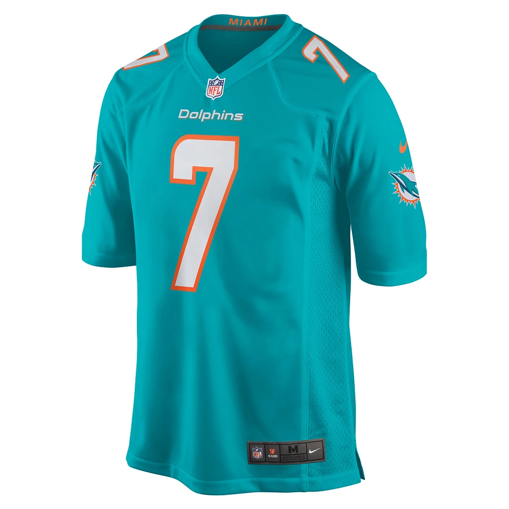 Maillot de match Nike Jason Sanders Aqua Miami Dolphins pour homme