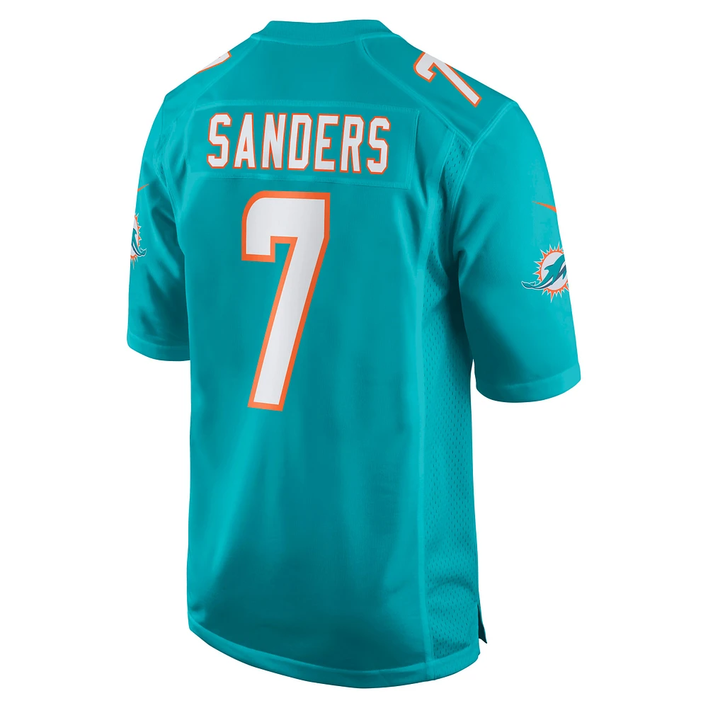 Maillot de match Nike Jason Sanders Aqua Miami Dolphins pour homme