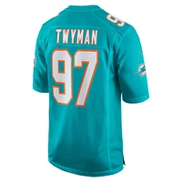 Maillot de joueur à domicile des Miami Dolphins Nike Jaylen Twyman Aqua pour homme