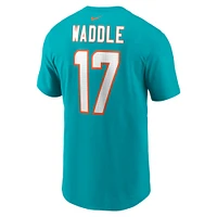 Men's Nike Jaylen Waddle  Aqua Miami Dolphins Player Name & Number T-Shirt