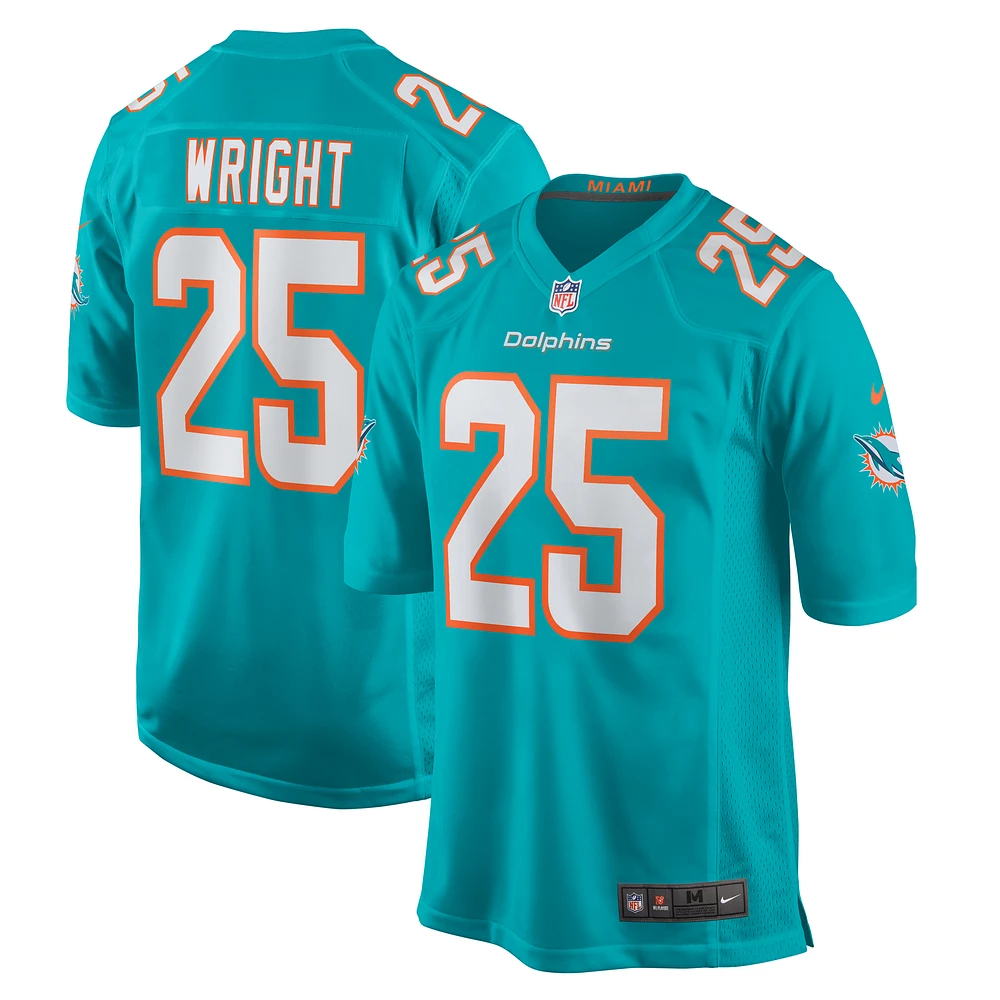 Maillot de match Nike Jaylen Wright Aqua Miami Dolphins pour homme