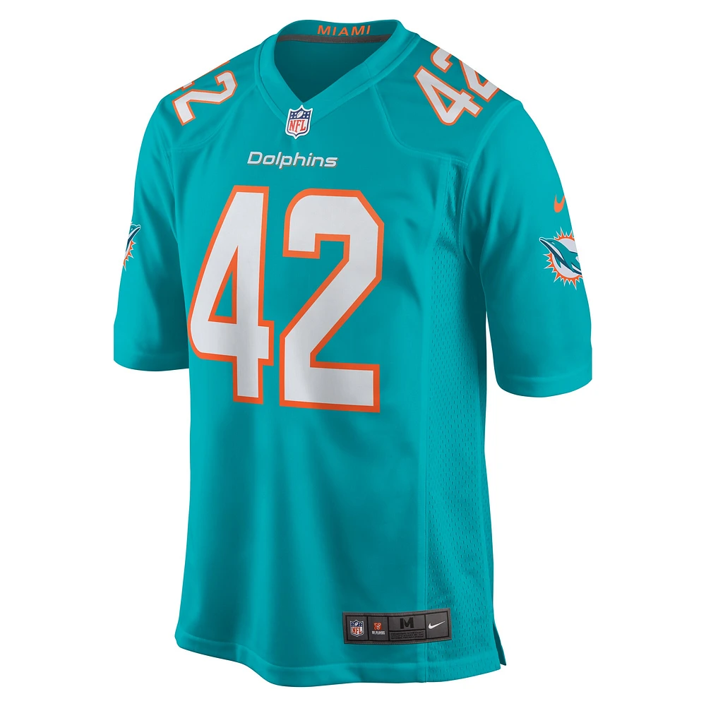 Maillot de match l'équipe Nike Joshua Kalu Aqua des Dolphins Miami pour hommes