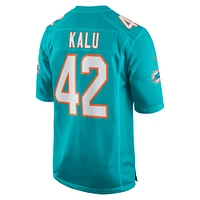 Maillot de match l'équipe Nike Joshua Kalu Aqua des Dolphins Miami pour hommes