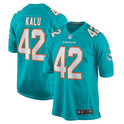 Maillot de match l'équipe Nike Joshua Kalu Aqua des Dolphins Miami pour hommes