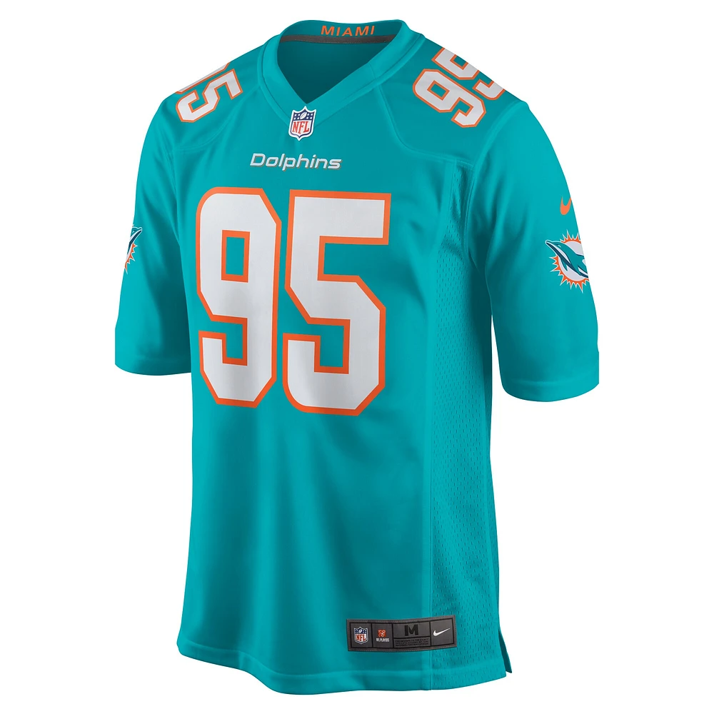 Maillot de joueur Nike Josiah Bronson Aqua Miami Dolphins pour homme