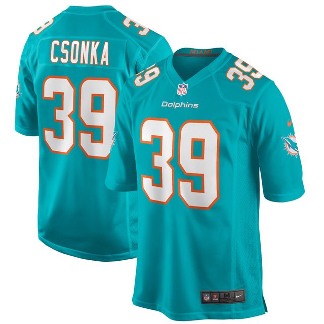 Maillot de joueur retraité Nike Larry Csonka Aqua Miami Dolphins Game pour hommes