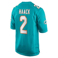 Maillot de match Nike Matt Haack Aqua Miami Dolphins pour homme