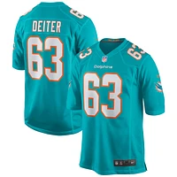 Maillot de match Nike Michael Deiter Aqua Miami Dolphins pour homme