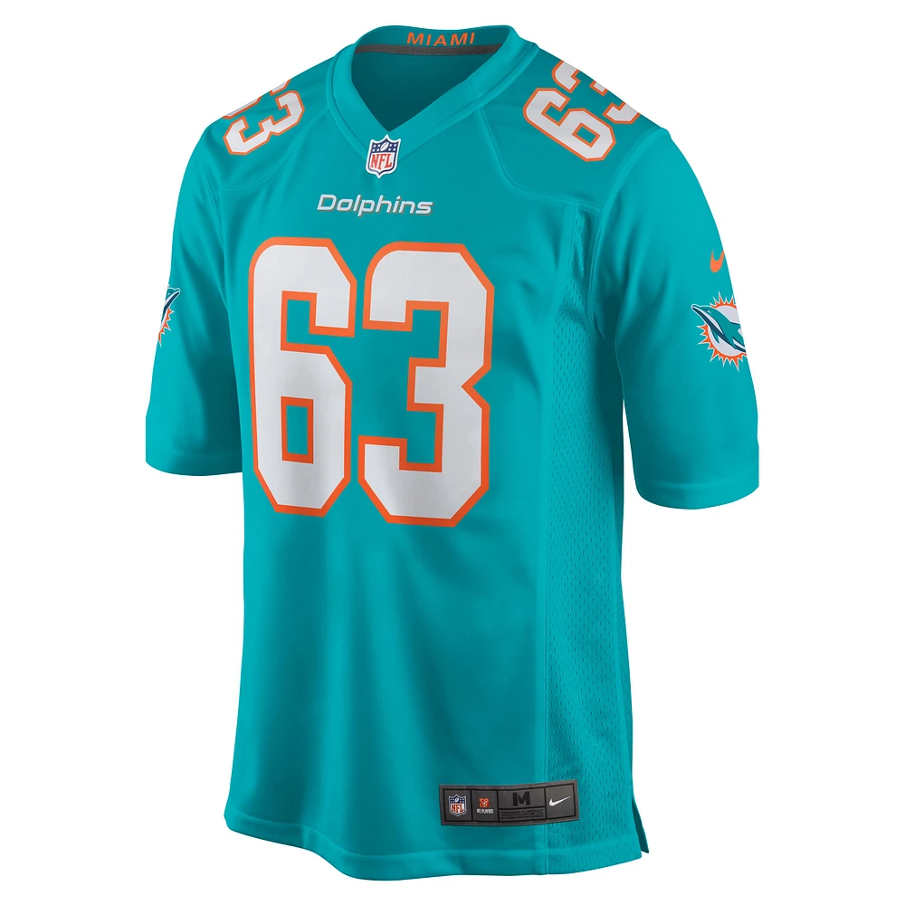 Maillot de match Nike Michael Deiter Aqua Miami Dolphins pour homme