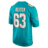 Maillot de match Nike Michael Deiter Aqua Miami Dolphins pour homme