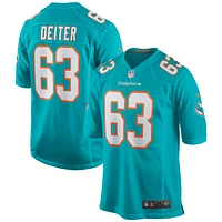 Maillot de match Nike Michael Deiter Aqua Miami Dolphins pour homme