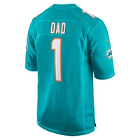 Men's Nike Number 1 Dad Aqua Miami Dolphins Game Jersey