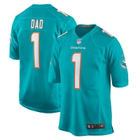 Men's Nike Number 1 Dad Aqua Miami Dolphins Game Jersey