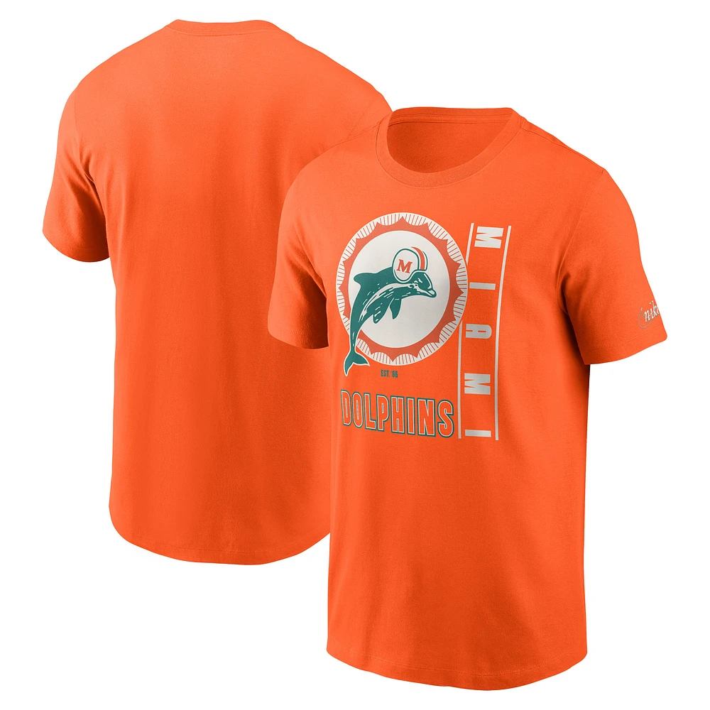 Men's Nike  Orange Miami Dolphins Lockup Essential T-Shirt