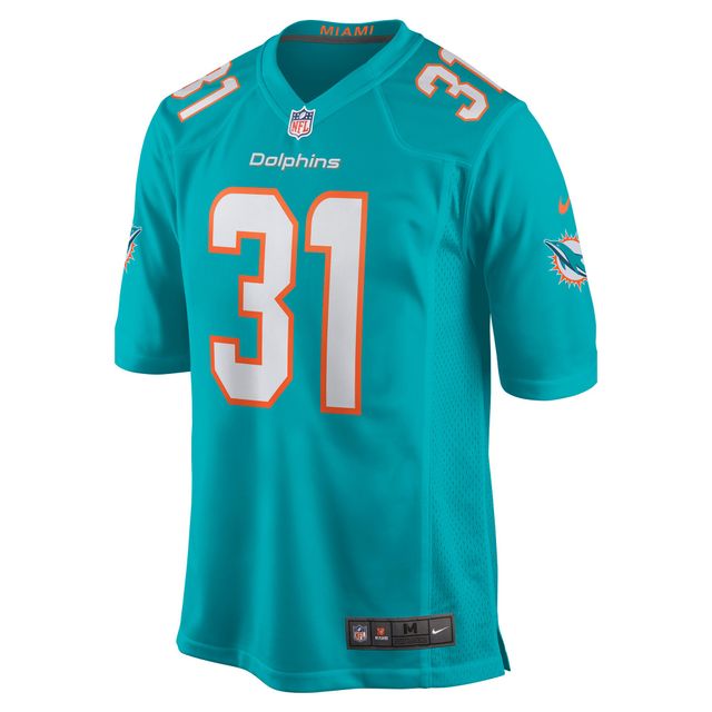 Maillot de match Nike Raheem Mostert Aqua pour hommes des Dolphins Miami