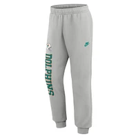 Men's Nike Silver Miami Dolphins Rewind Club Fleece Joggers