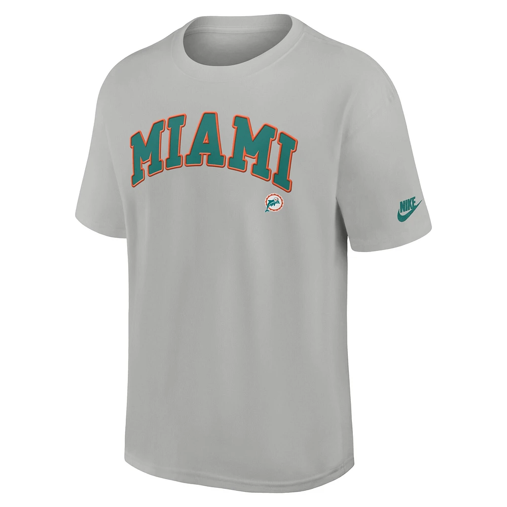 T-shirt Nike Rewind Max90 argenté pour homme avec logo Miami Dolphins