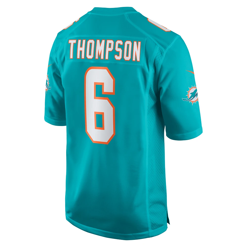 Maillot de match l'équipe Nike Skylar Thompson Aqua pour hommes des Dolphins Miami