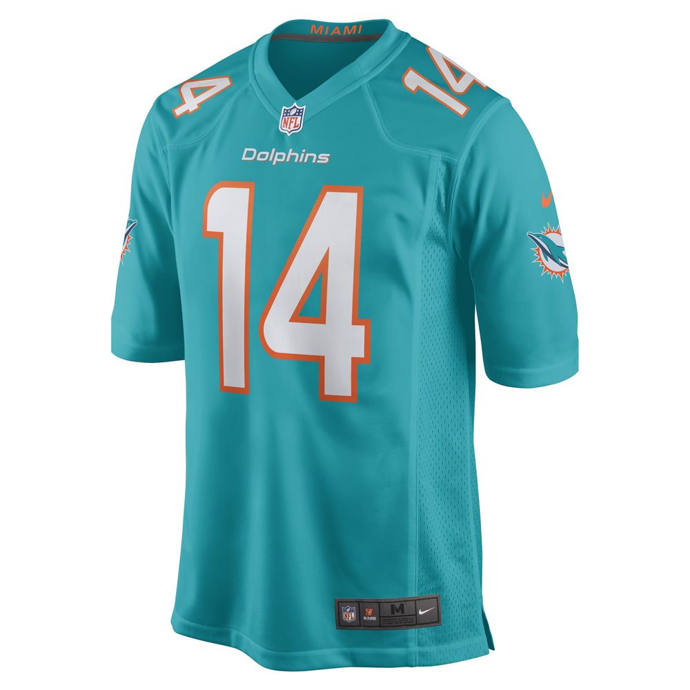 Men's Nike Trent Sherfield Aqua Miami Dolphins Game Player Jersey