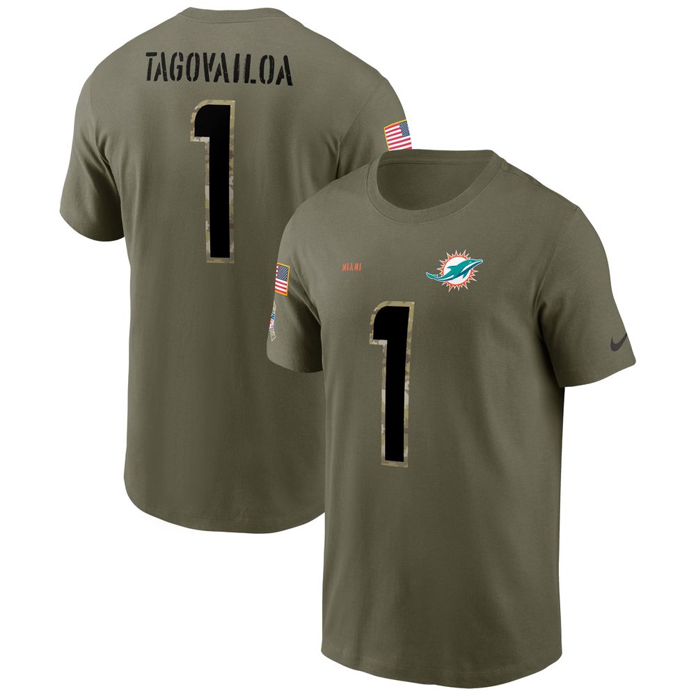 Nike Men's Nike Tua Tagovailoa Olive Miami Dolphins 2022 Salute To Service  Name & Number T-Shirt