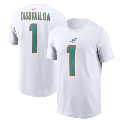 T-shirt avec nom et numéro de joueur Nike Tua Tagovailoa pour hommes, blanc, Miami Dolphins