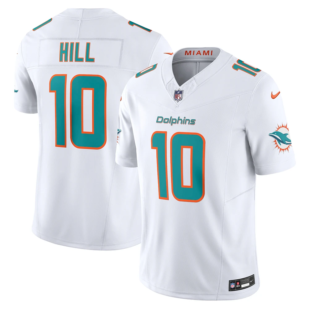 Nike Tyreek Hill pour hommes, blanc, Miami Dolphins Vapor F.U.S.E. Maillot limité