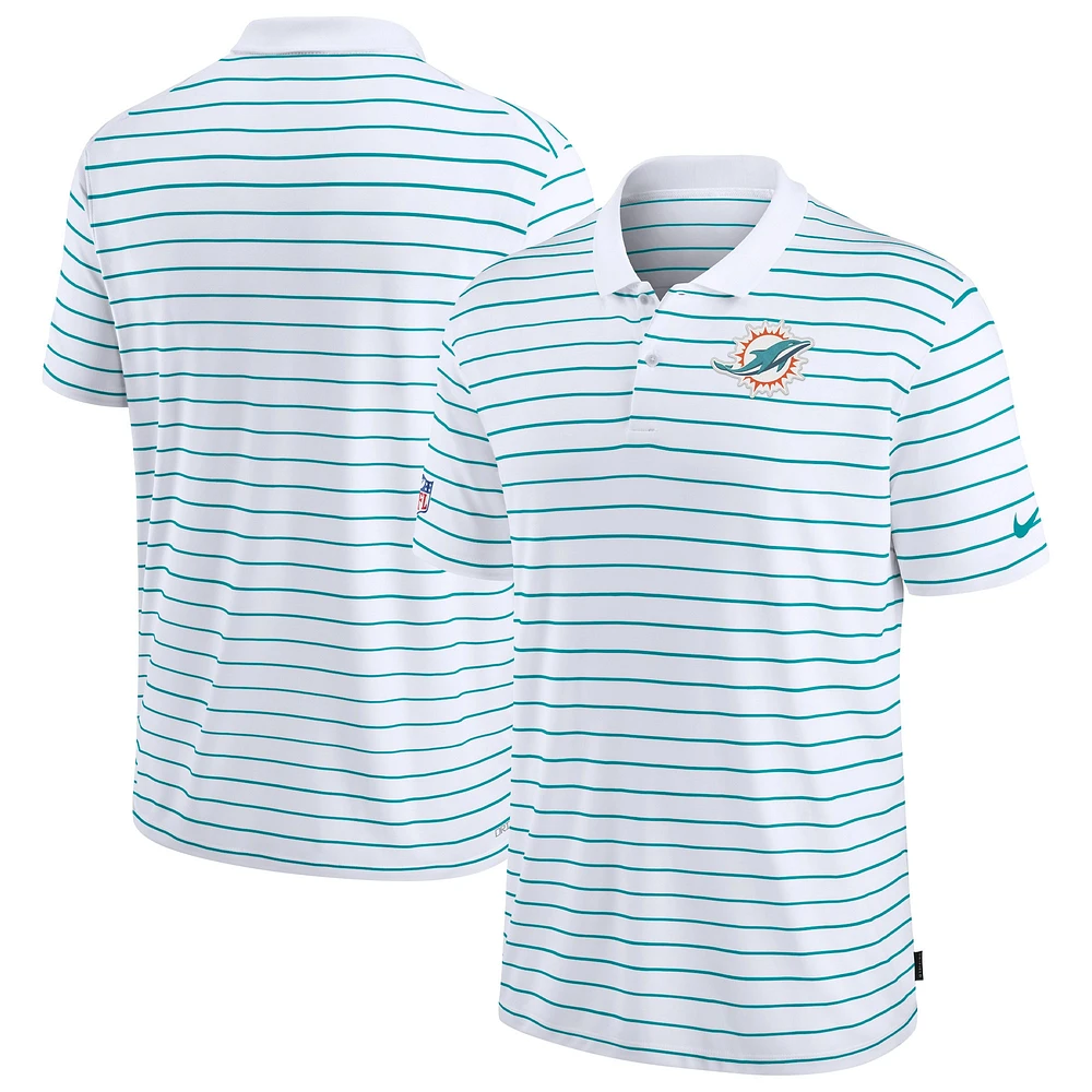 Polo de performance Nike blanc Miami Dolphins 2022 Sideline Lock Up Victory pour homme