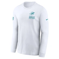 Men's Nike White Miami Dolphins Sideline Performance Long Sleeve T-Shirt