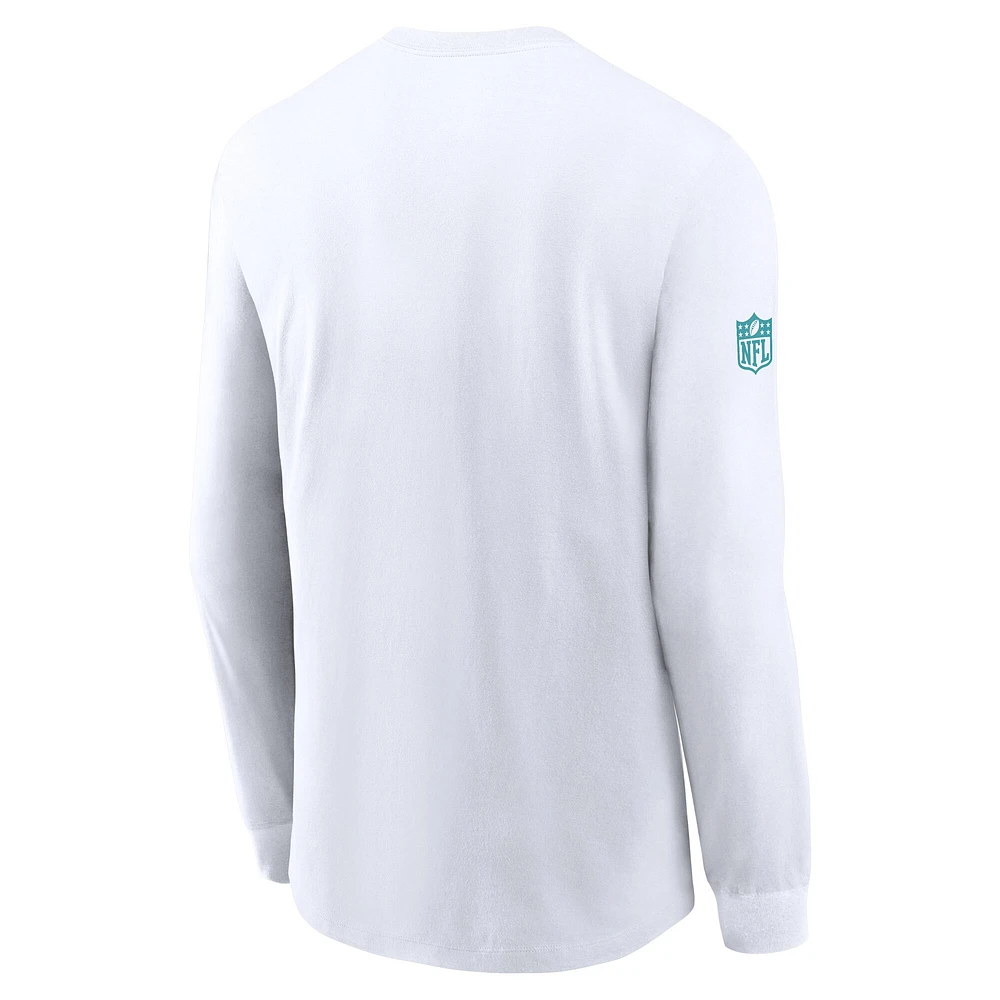 Men's Nike White Miami Dolphins Sideline Performance Long Sleeve T-Shirt
